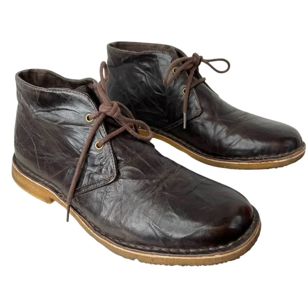 UGG Leighton Crepe Leather Lace Up Chukkas Boots Men's Size 10